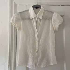 Sheer Puff Sleeve THEORY Button Down Top